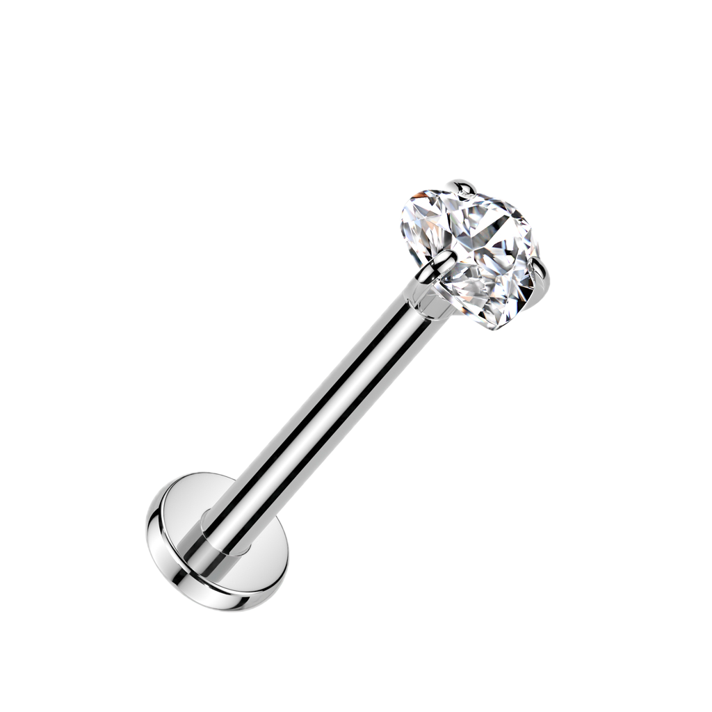 Sparkle Heart Titanium Flatback Stud
