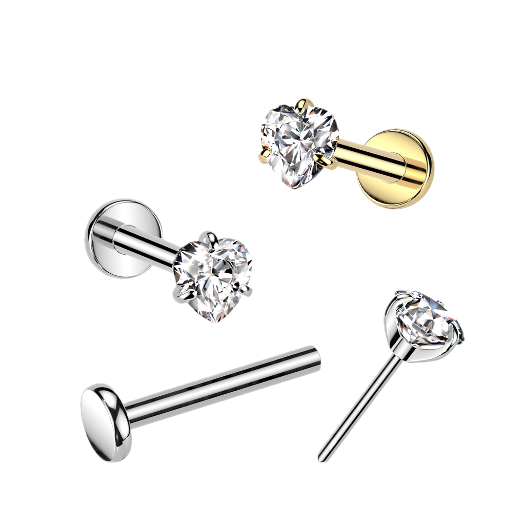 Sparkle Heart Titanium Flatback Stud