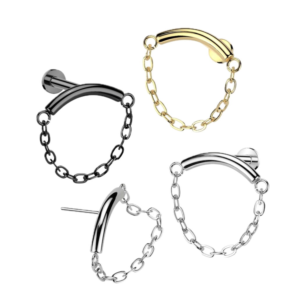 Chain Charm Titanium Flatback Stud