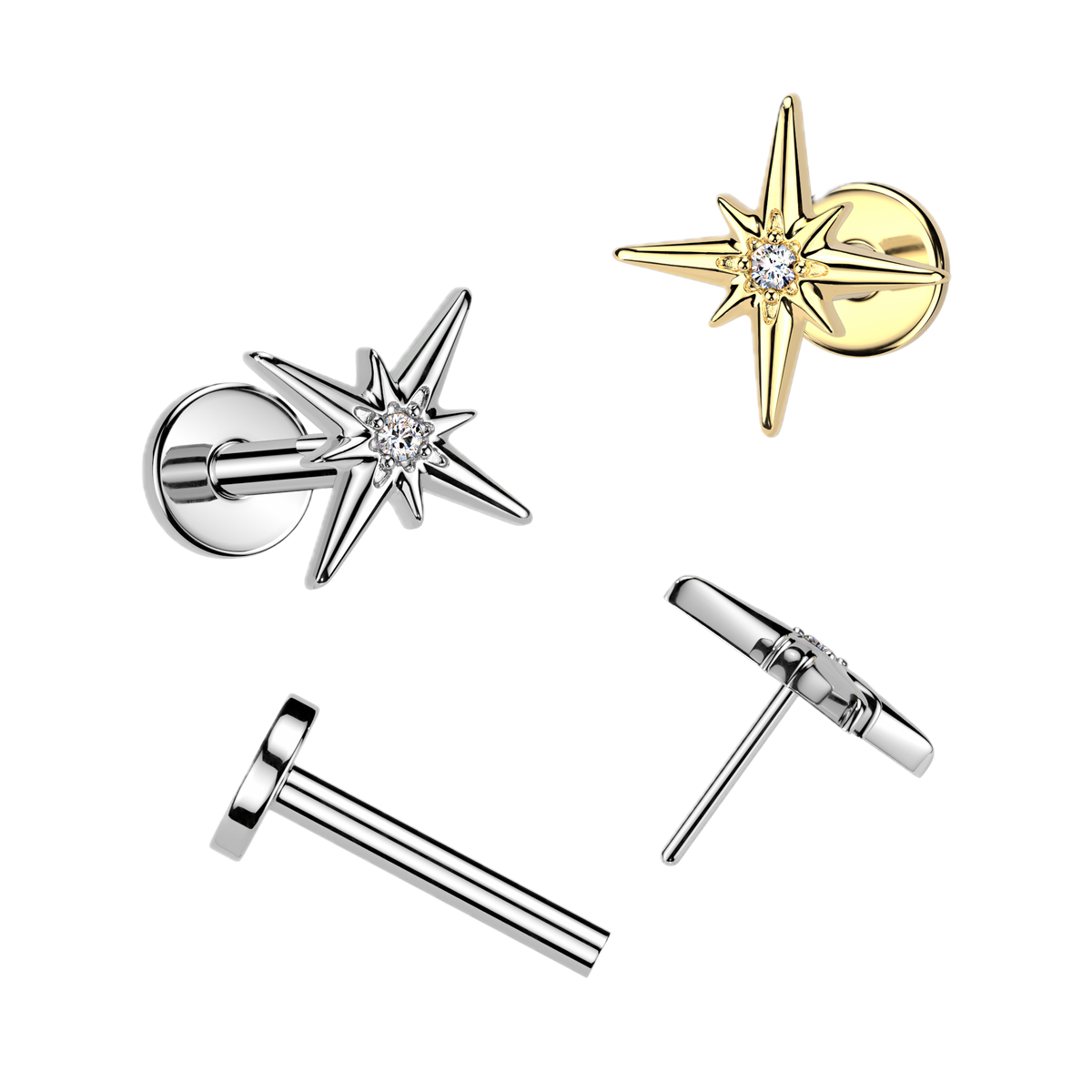 Starburst Glow Titanium Flatback Stud