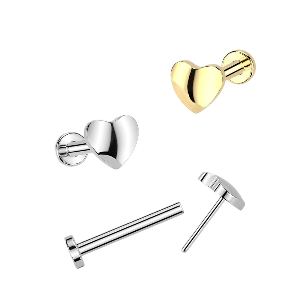 Puffy Heart Titanium Flatback Stud