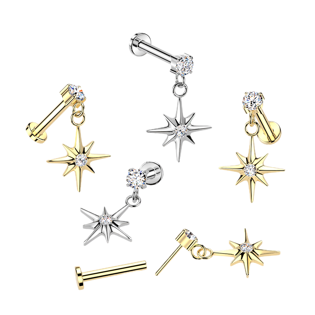 Starburst Drop Titanium Flatback Stud