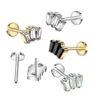 Baguette Trio Titanium Flatback Stud