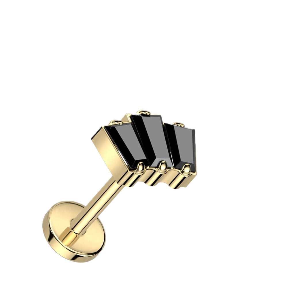 Baguette Trio Titanium Flatback Stud