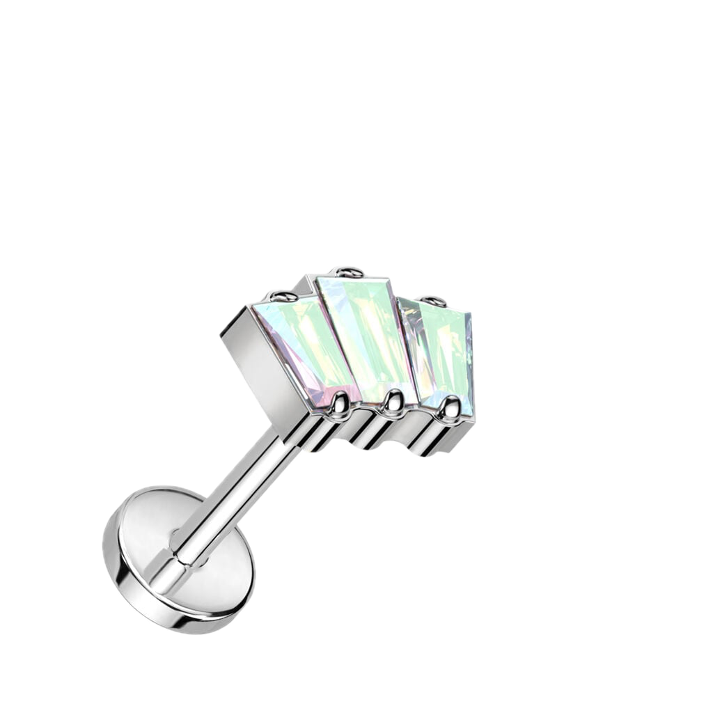 Baguette Trio Titanium Flatback Stud