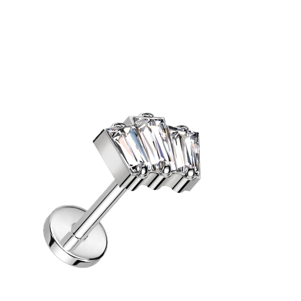 Baguette Trio Titanium Flatback Stud