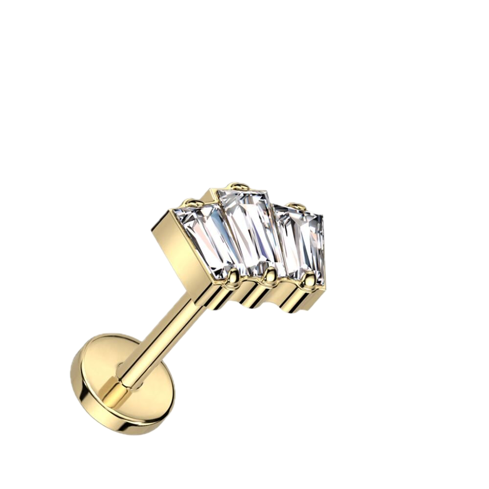 Baguette Trio Titanium Flatback Stud