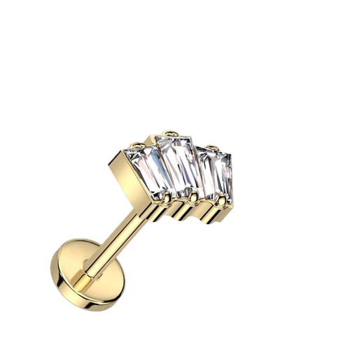 Baguette Trio Titanium Flatback Stud