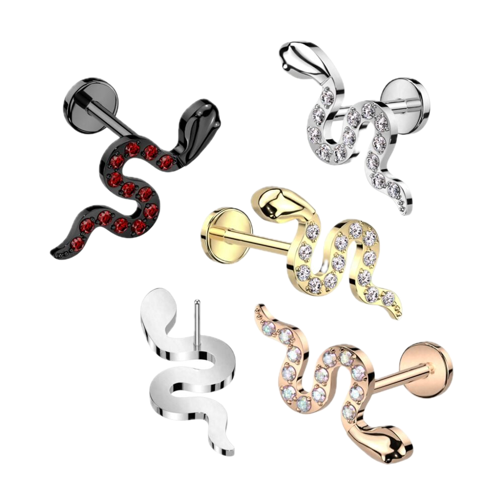 Glimmer Snake Titanium Flatback Stud