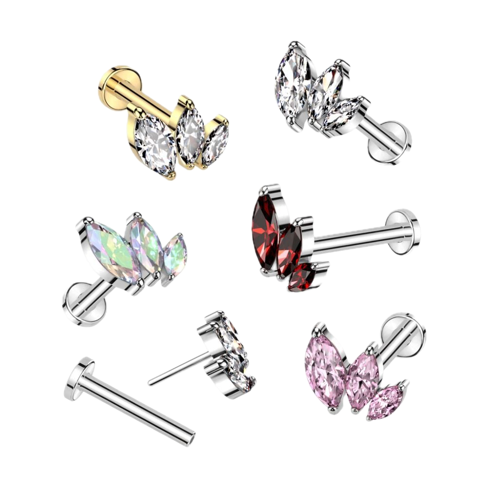 Marquise Trio Titanium Flatback Stud