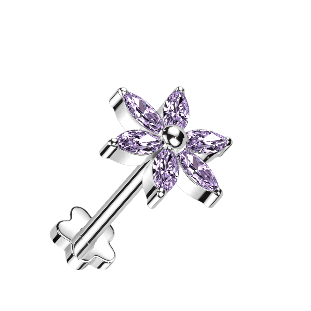 Petal Sparkle Titanium Flatback Stud