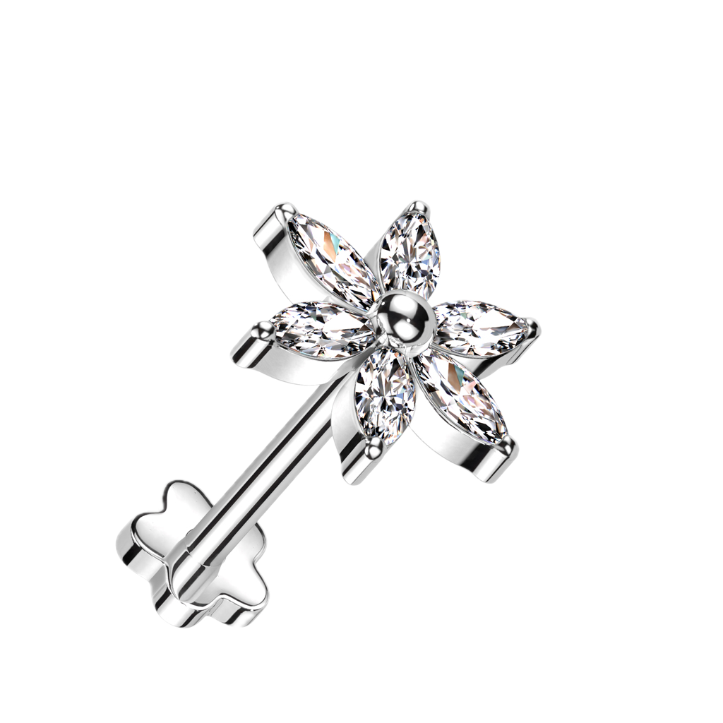 Petal Sparkle Titanium Flatback Stud