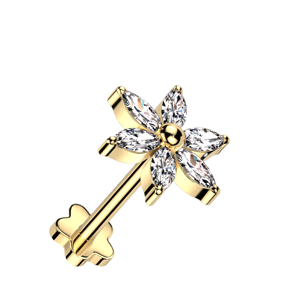 Petal Sparkle Titanium Flatback Stud