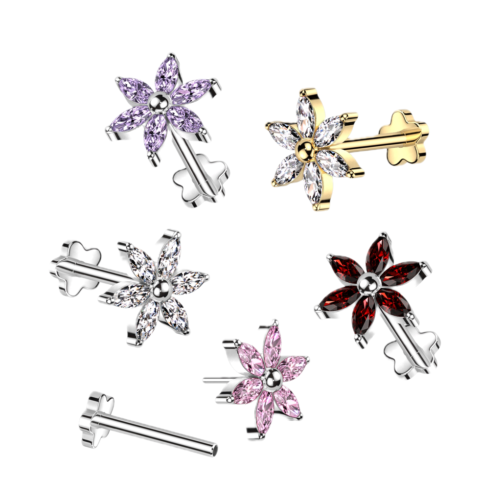 Petal Sparkle Titanium Flatback Stud