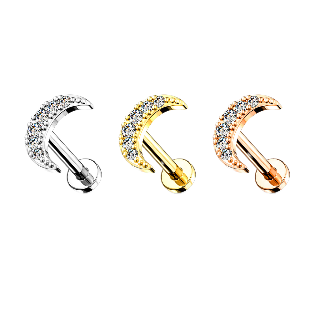 Crescent Glow Flatback Stud