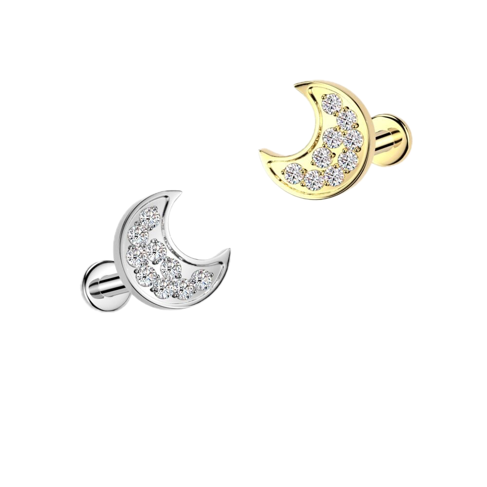 Crescent Sparkle Flatback Stud