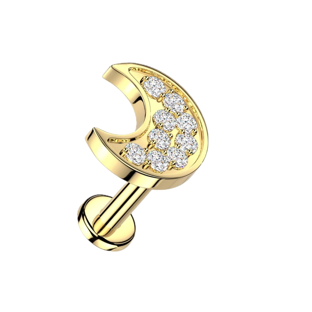 Crescent Sparkle Flatback Stud
