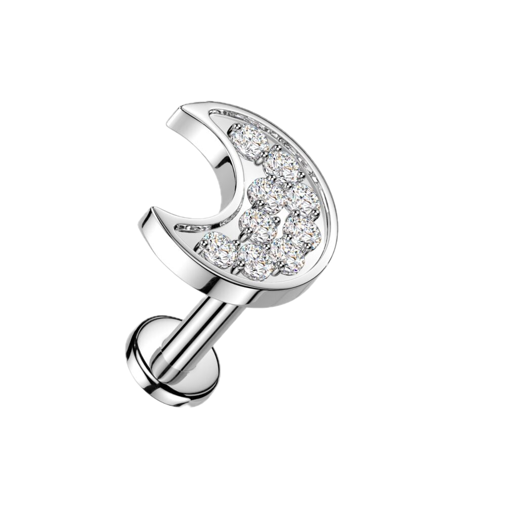 Crescent Sparkle Flatback Stud