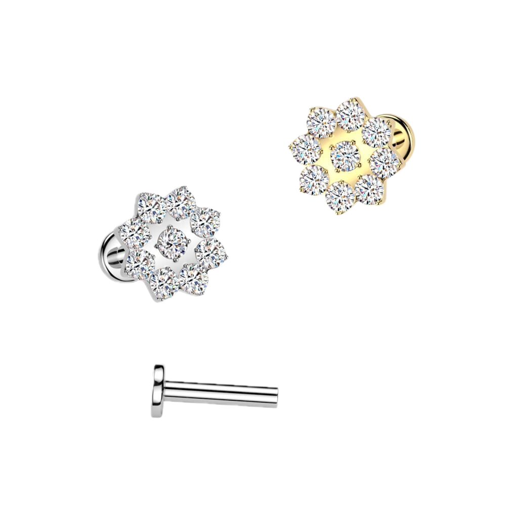 Flower Sparkle Flatback Stud