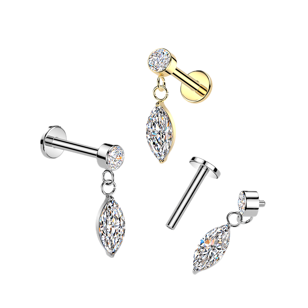 Marquise Drop Flatback Stud