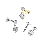 Heart Drop Flatback Stud