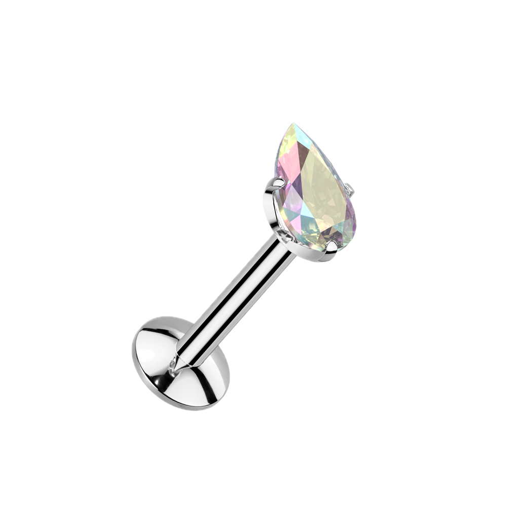 Teardrop Sparkle Titanium Flatback Stud
