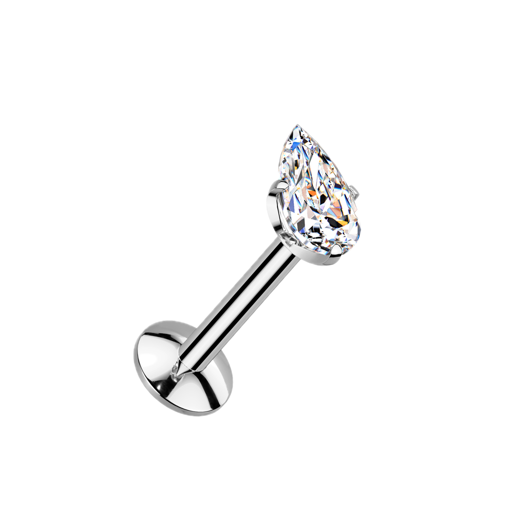 Teardrop Sparkle Titanium Flatback Stud