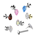 Teardrop Sparkle Titanium Flatback Stud