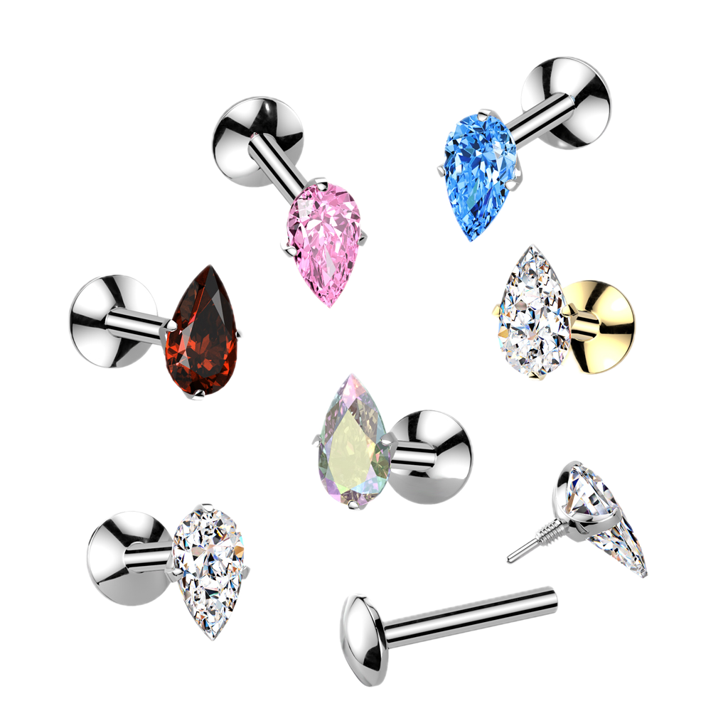 Teardrop Sparkle Titanium Flatback Stud