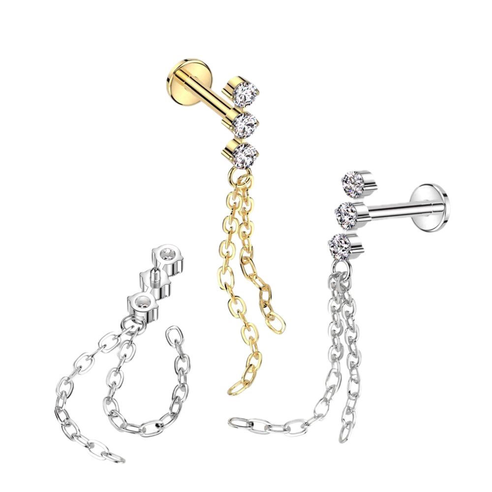 Double Charm Titanium Flatback Stud