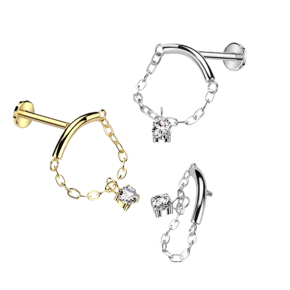 Charm Drop Titanium Flatback Stud