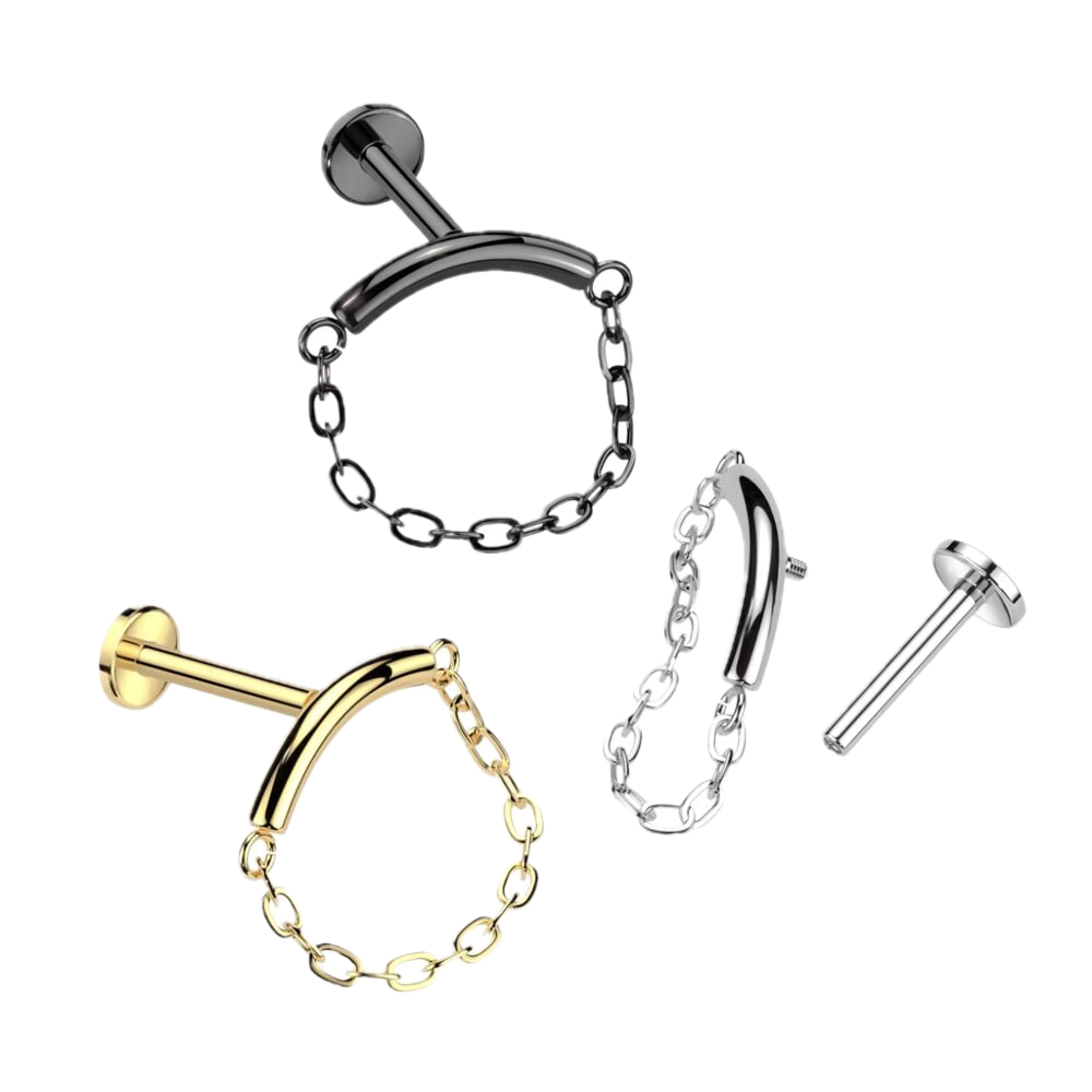 Chain Charm Titanium Flatback Stud