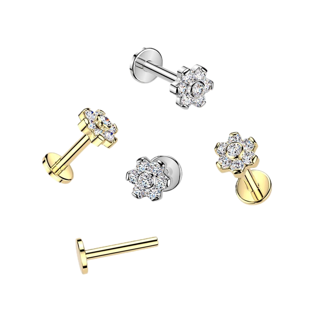 Sparkle Bloom Titanium Flatback Stud