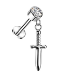 Dagger Drop Titanium Flatback Stud