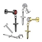 Dagger Drop Titanium Flatback Stud