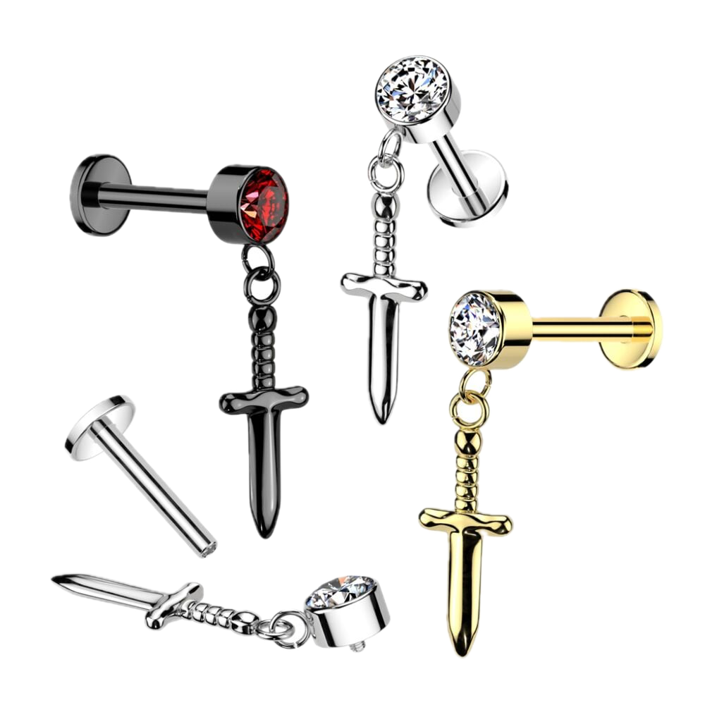 Dagger Drop Titanium Flatback Stud