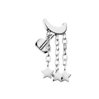 Moon and Stars Titanium Flatback Stud