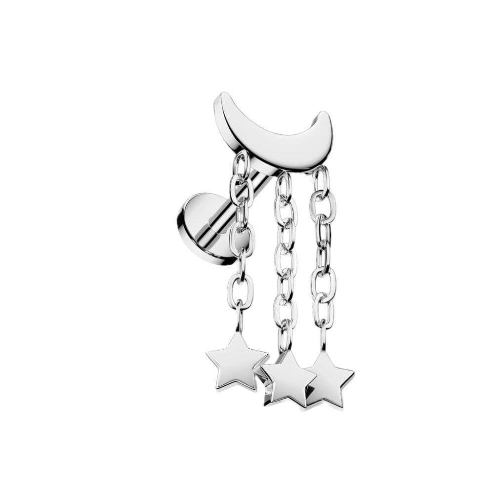 Moon and Stars Titanium Flatback Stud
