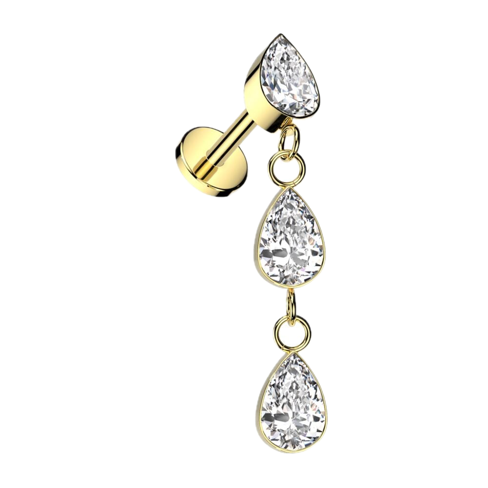Teardrop Titanium Flatback Stud