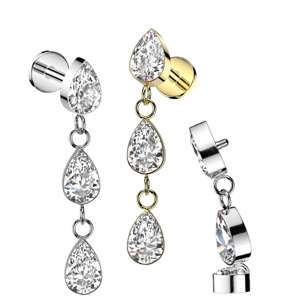Teardrop Titanium Flatback Stud
