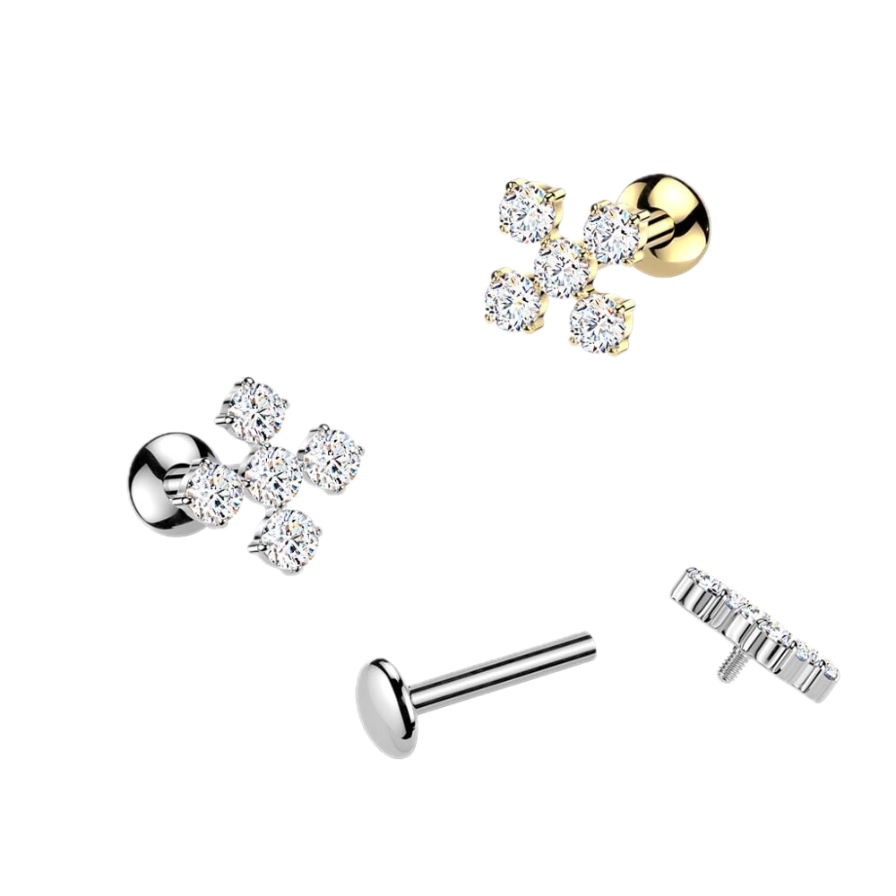 Sparkle Cross Titanium Flatback Stud