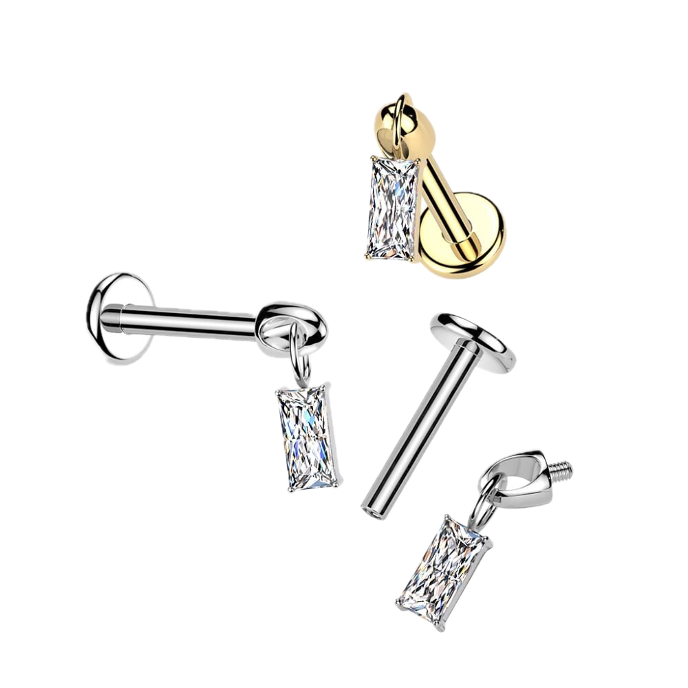 Baguette Drop Titanium Flatback Stud