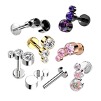 Sparkle Trio Titanium Flatback Stud