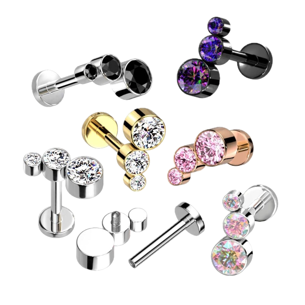 Sparkle Trio Titanium Flatback Stud