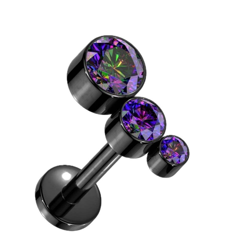 Sparkle Trio Titanium Flatback Stud