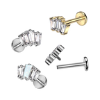 Baguette Trio Titanium Flatback Stud