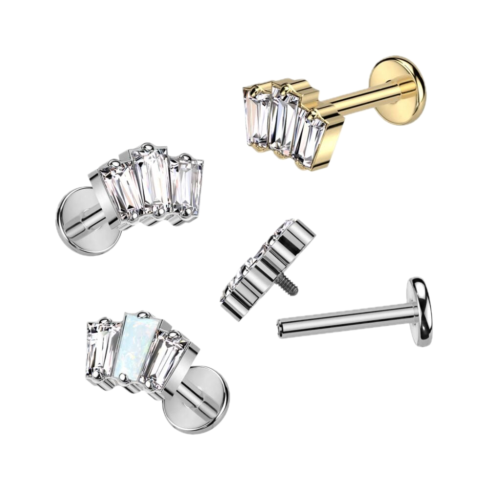 Baguette Trio Titanium Flatback Stud