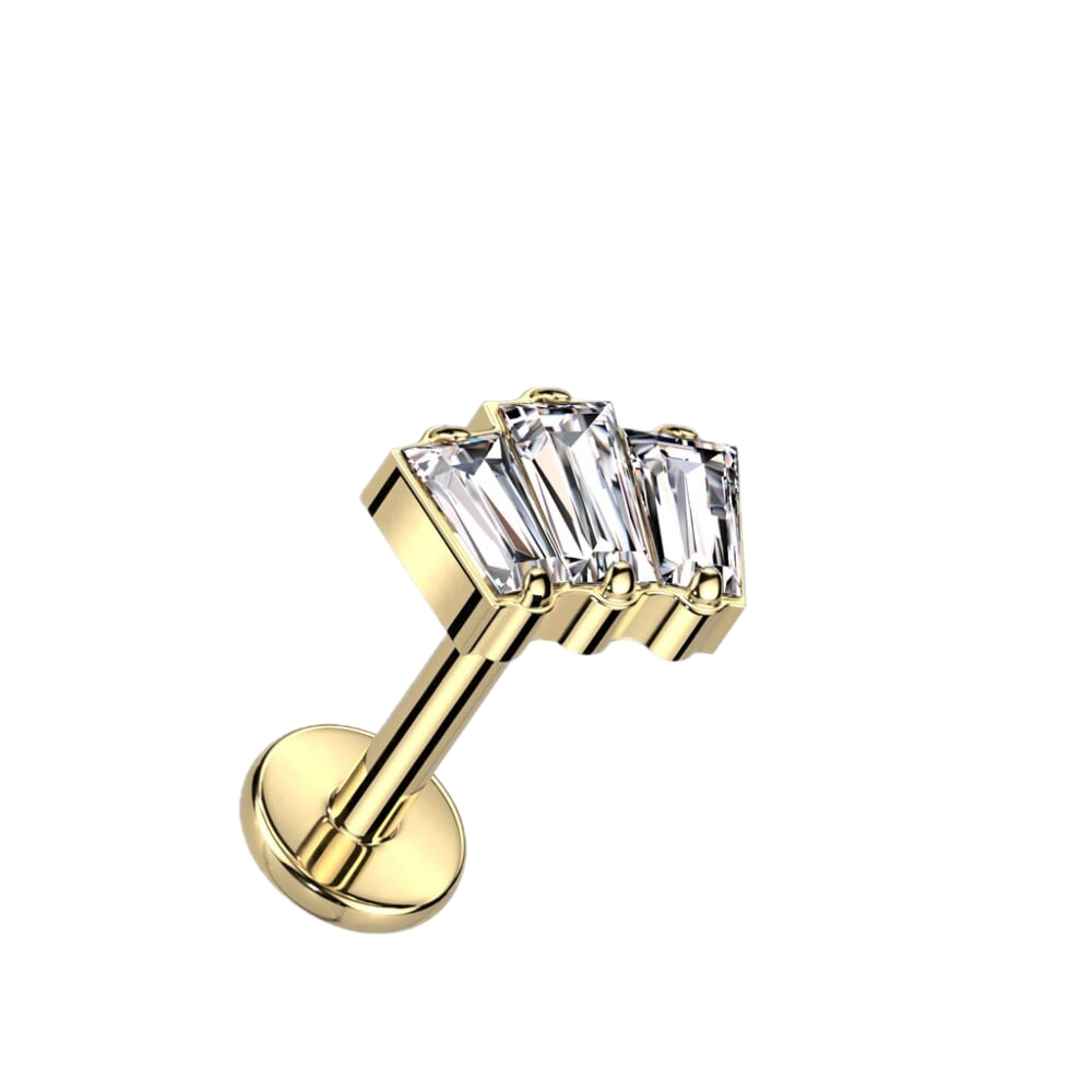 Baguette Trio Titanium Flatback Stud