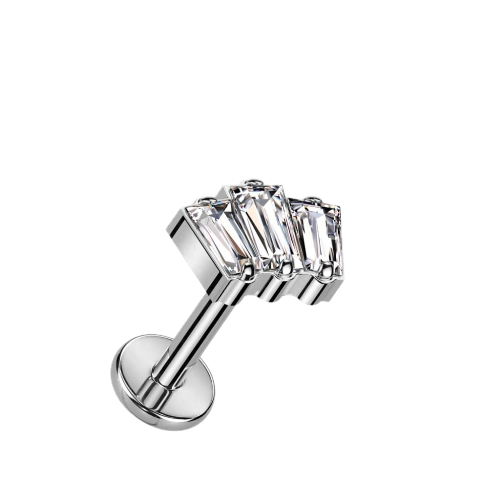Baguette Trio Titanium Flatback Stud