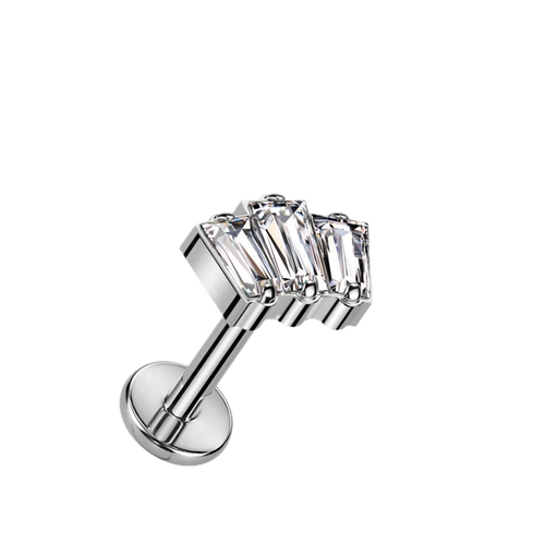 Baguette Trio Titanium Flatback Stud